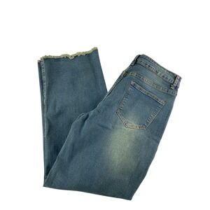 PEIHOT Jeans Womens XL Straight Leg Frayed Hem High Rise Stretch Denim Pants